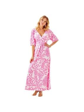 Glisten in the Sun pink V-Neck Women’s Parigi maxi Dress